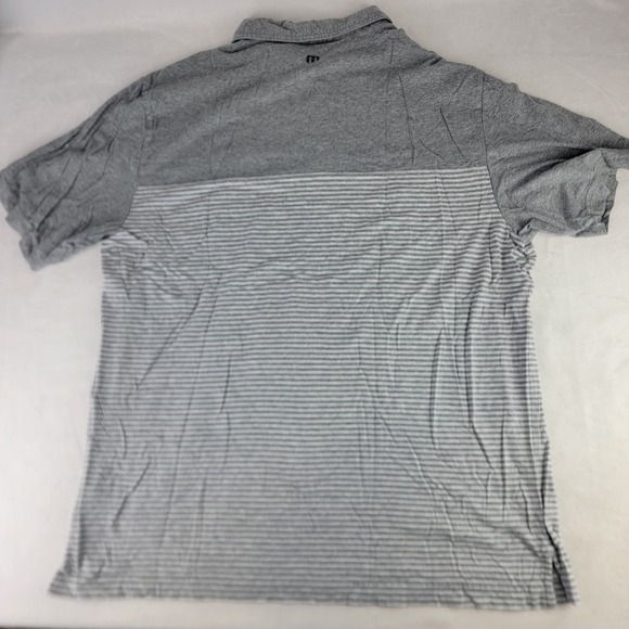 Travis Mathew Polo Shirt Mens XL Golf Gray Stripe Cotton Modal Blend CH Logo - Picture 8 of 8